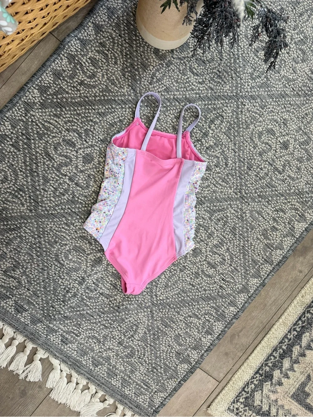 Eddie Bauer 4T Toddler Girl Swim Suit Bathing Suit Pink and Lavender One-Piece